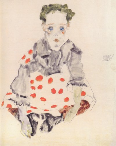 Girl in Spotted Dress by Egon Schiele